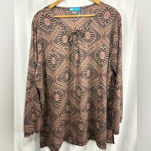 Fresh Produce Women's Fiji Viole Semi Sheer Boho Top Swim Cover Up Sz 3X USA